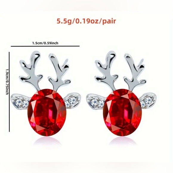 Reindeer Earrings, red - Picture 2 of 3